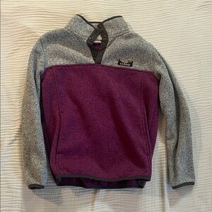 L.L. Bean Kids Heather Gray and Plum Pullover